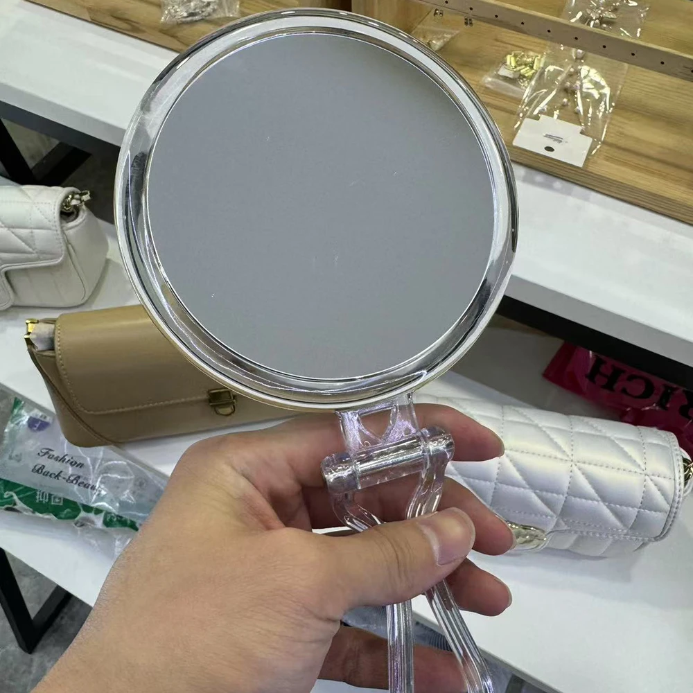 10/15/20/30X Vergrößerungsspiegel Trinkbare Hanheld-Make-up-Spiegel mit Griff, verstellbare Drehung, doppelseitiger Kosmetikspiegel