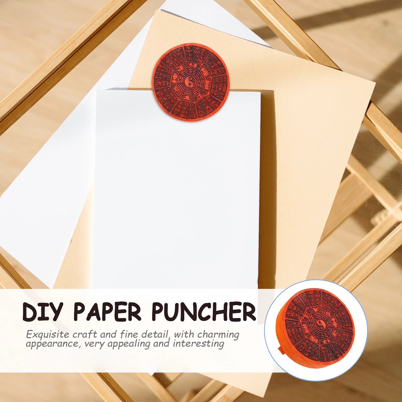 

Wooden Feng Shui Mirror Bagua Stamp DIY Craft Tool Home Decoration Chinese Style Ornament Stamp for Crafts Bagua Decoration