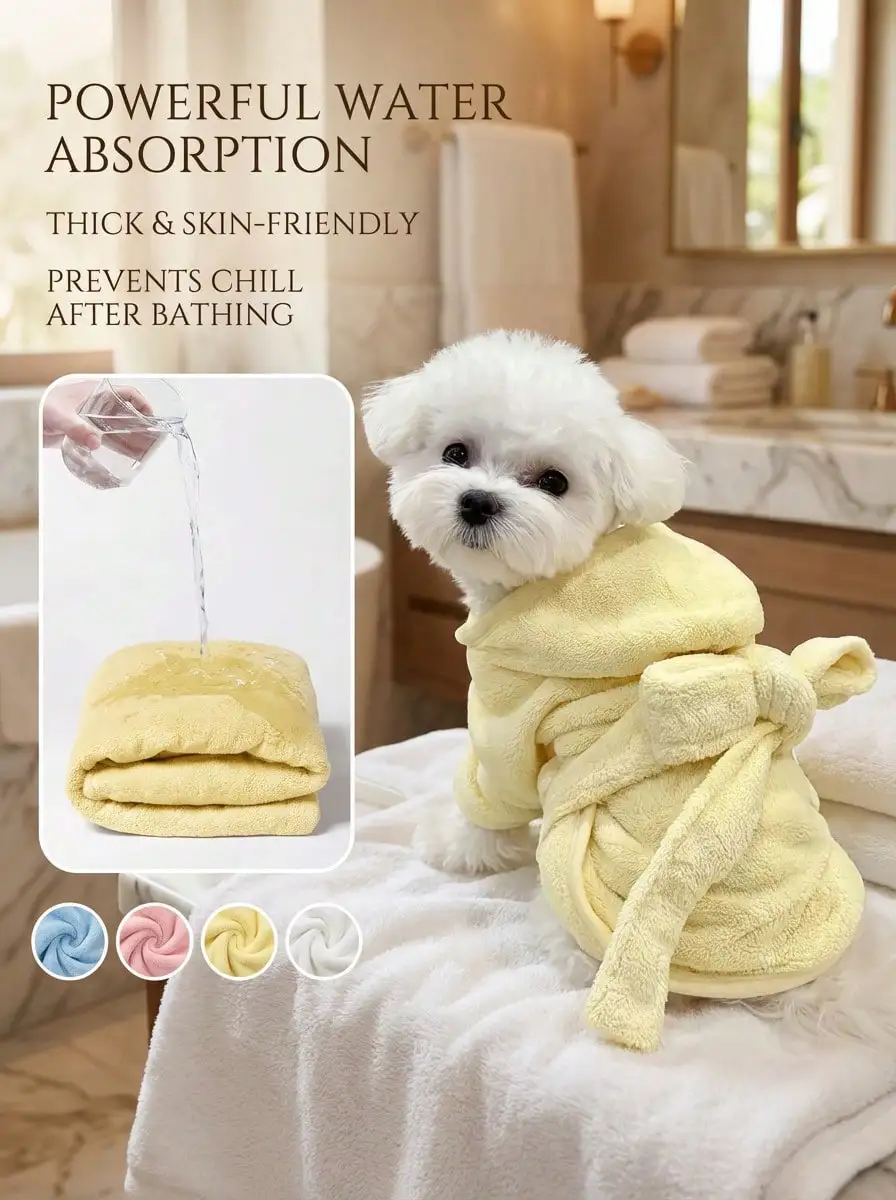 1 Pc Pet Bathrobe Hood Design, Multiple Sizes & Colors Available, Puppy Towels, Pet Towels, Dog Accessories, Cat Towels, Dog Towels, Super Absorbent Quick Drying Pet Towels With For All Pets, Dogs & Cats, Pet Towels For Drying Dogs & Cats Large