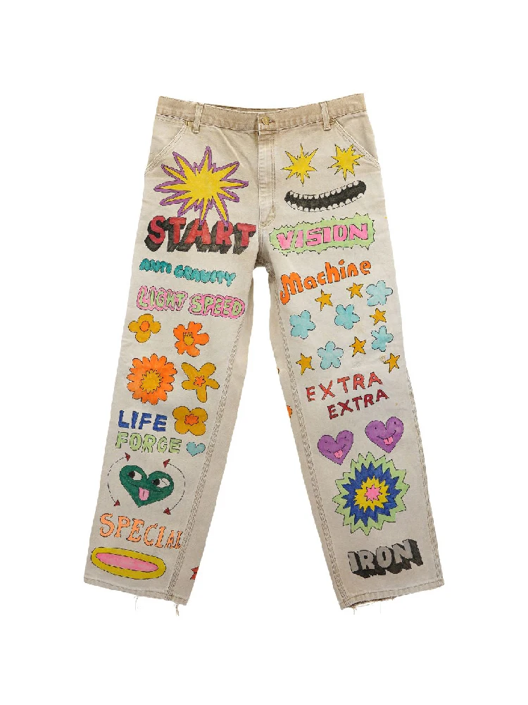 

Брюки-карго TUFF CRO с ручной росписью, повседневные спортивные брюки, прямой крой, молодежный стиль, всесезонные.