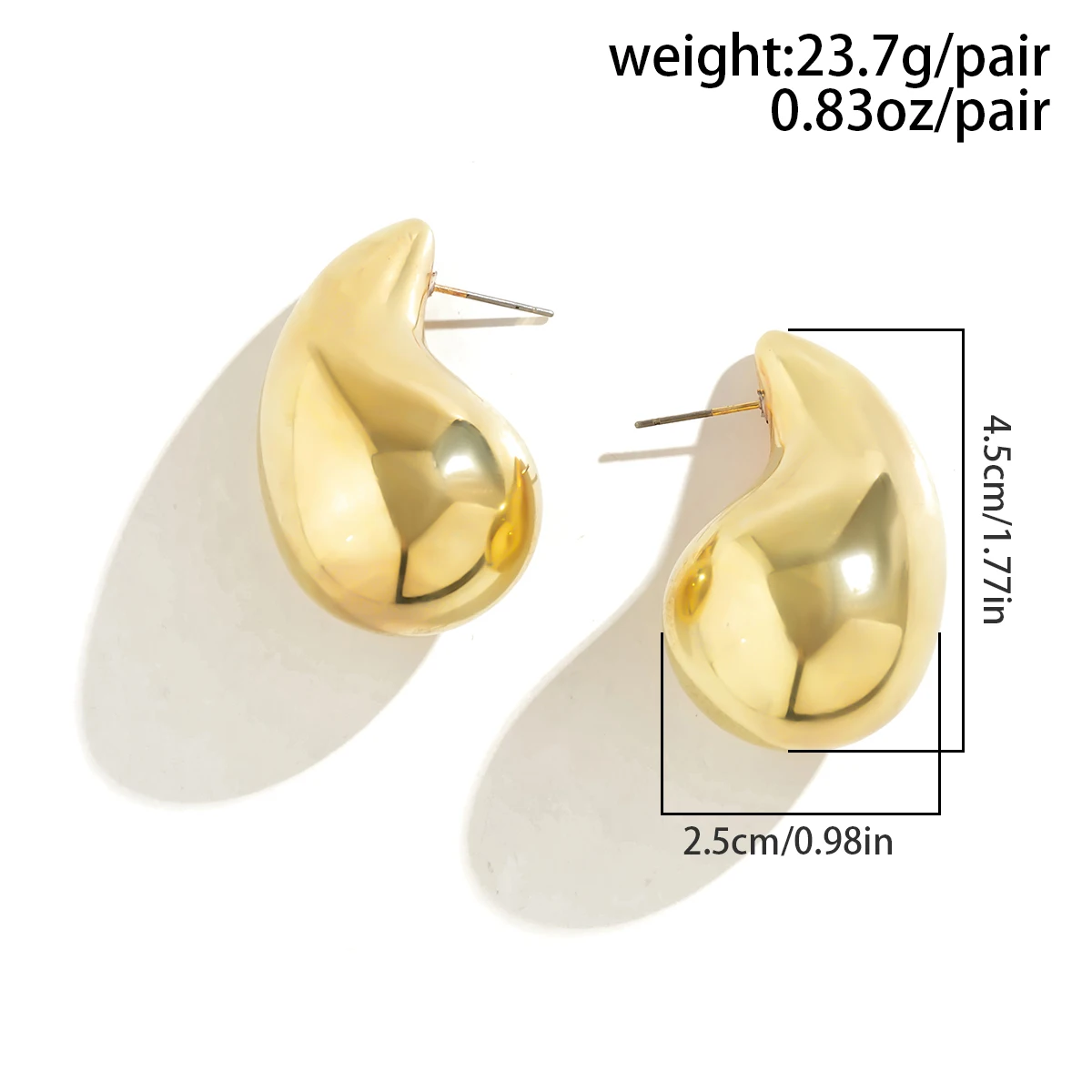 IngeSight.Z Exaggerated Large Water Drop Metal Earrings For Women Retro Gold Color Smooth Chunky Earrings Party Jewelry Gifts