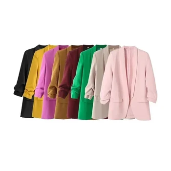 ملابس مكتب عصرية للنساء معطف بليزر مفتوح عتيق وأكمام طويلة ب...