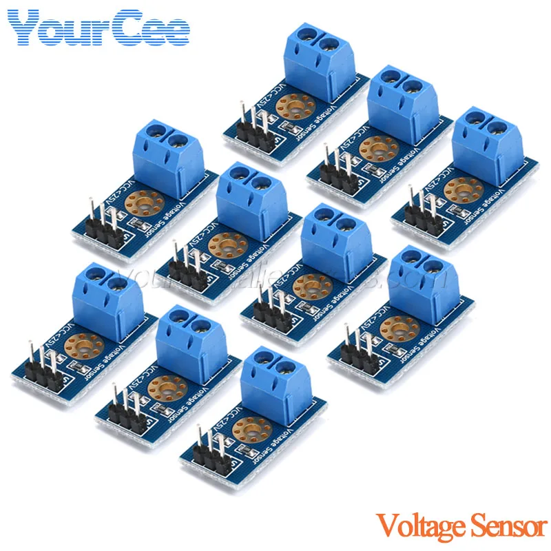 10 buah/1 buah DC 0-25v modul Sensor tegangan standar uji Robot pintar batu bata elektronik untuk arduino Diy Kit elektronik pintar