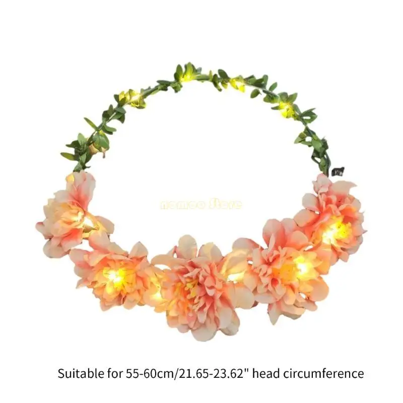 31BF Bloemhoofdband met verlichting Huishoudelijke decoratieve ambachten Accessoirebenodigdheden voor volwassenen Vrouwen