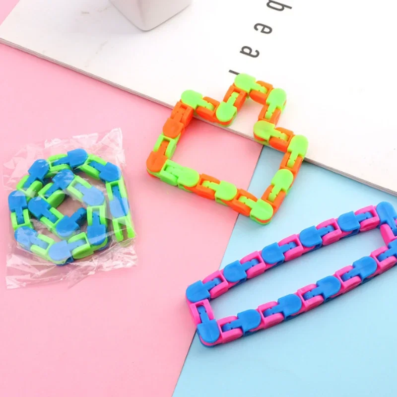 24-Section Wacky Tracks - Folding Chain Fidget Toy Stress Relief Sensory Play Kids/Adults