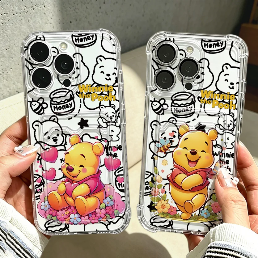 Anime Cute WinnieS the Pooh Card Hold Case for Samsung Galaxy A17 A07 A56 A36 A26 A55 A35 A06 A24 A14 A54 A15 A25 A34 A23 4G 5G