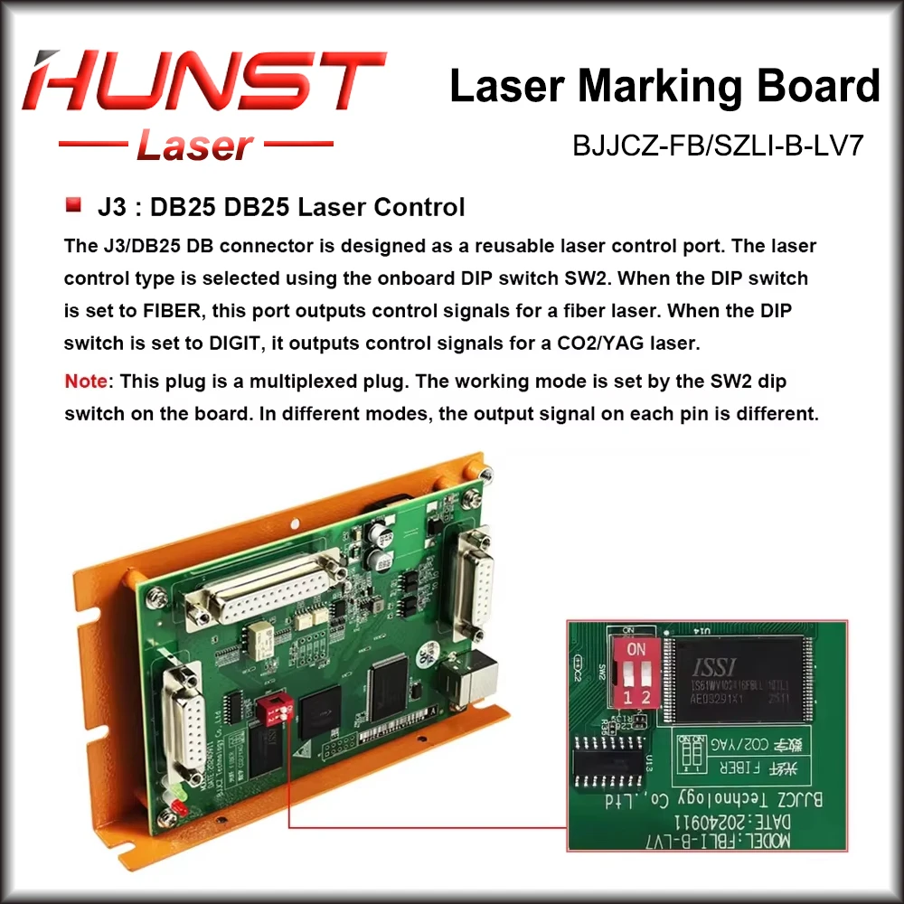 Hunst Original BJJCZ LV7 Fiber CO2 UV Laser Controller Ezcad Control Card Motherboard 32/64 Bit System for Laser Marking Machine