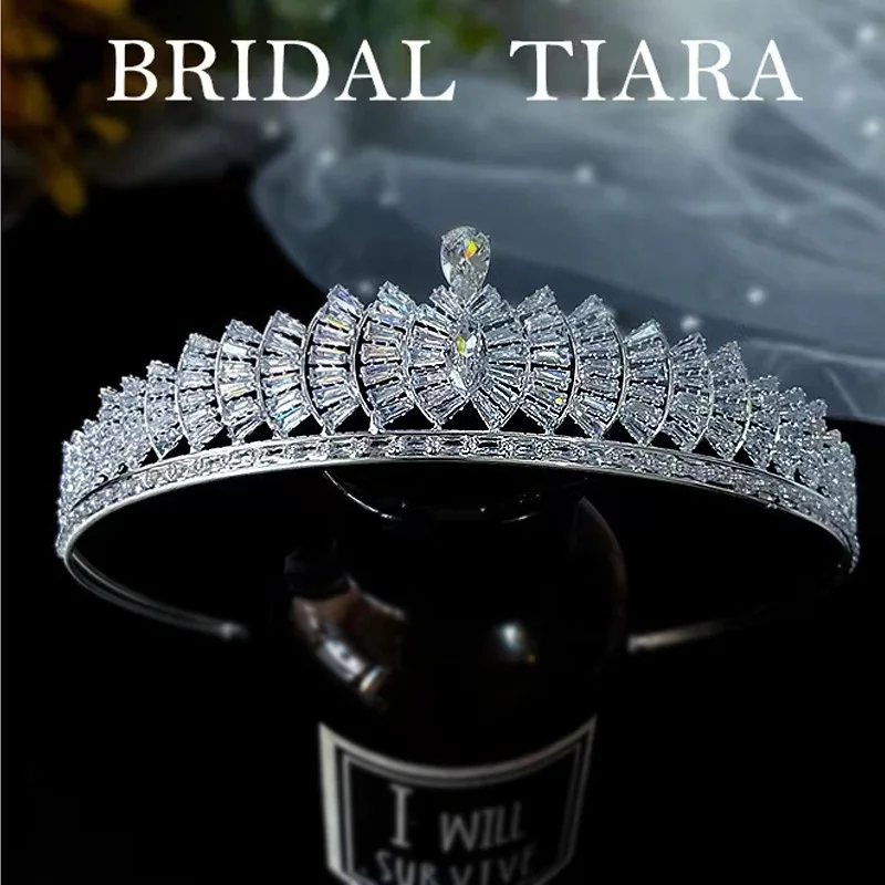 New Bridal Tiara Crystal Wedding Crown Hair Accessories Luxury Diadem Headdress Headband Korean Fahsion Pageant Headwear Jewelry