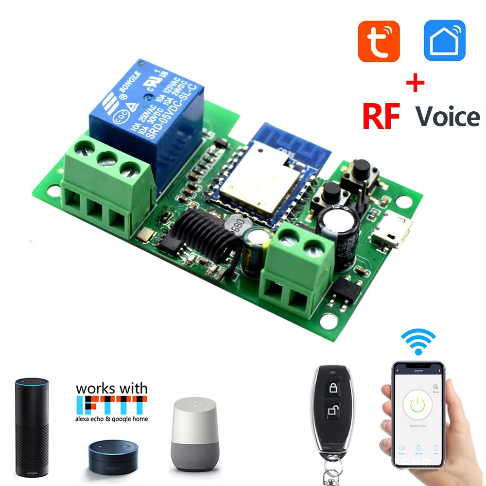 

Tuya Smart Wifi Switch Relay Module 1 Channel 7-32V USB DC5V Timing Jog 433 Remote Control Switch Work with Alexa Google Home