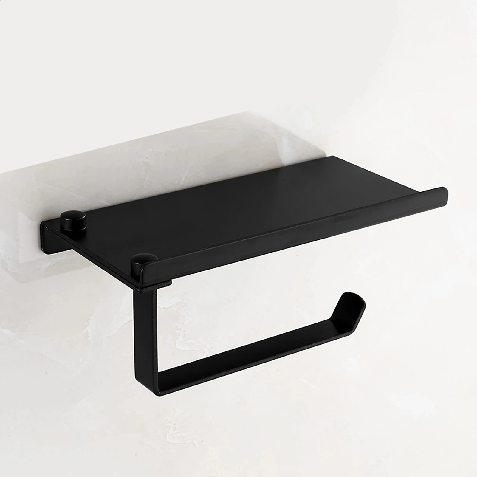 Black Punch-Free Toilet Paper Holder, Can Put Cell Phone Plants, Mobile Phone Debris Rack, Bathroom Storage