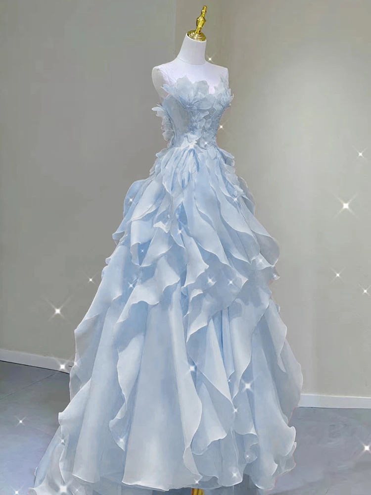 

Ele Blue Evening Gown Women's High-End Sensation Host Banquet Luxury Small ence High Adult Ceremony Super Fairy T