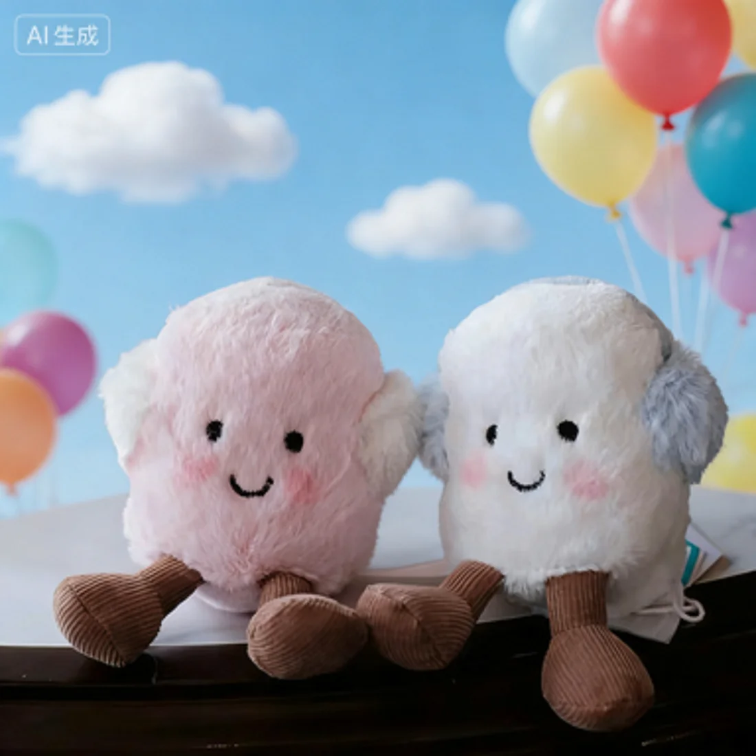 Kawaii marshmallow brinquedo de pelúcia bonito rosa/azul casal bonecas de pelúcia macio decoração para casa presente de aniversário para meninas