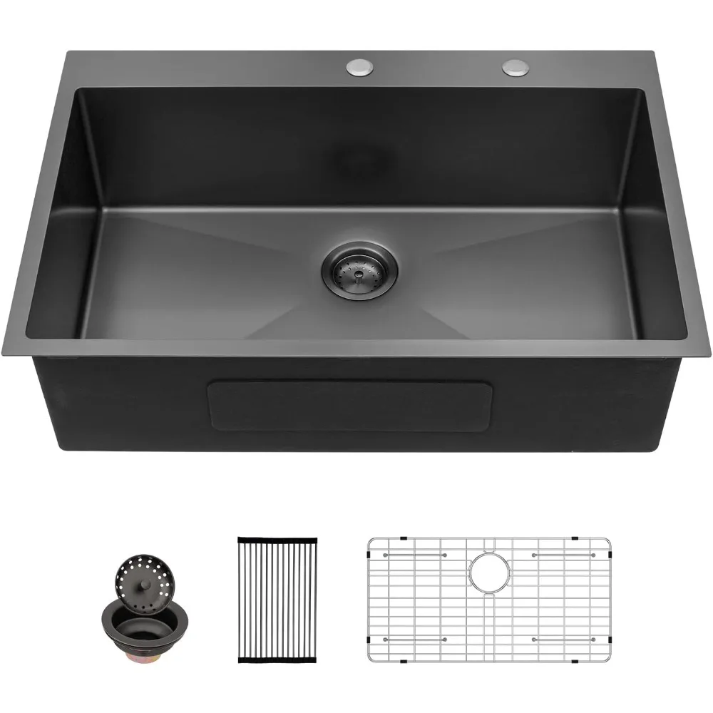 33 Kitchen Sink Drop In - 33 x 22Inch Kitchen Sink Drop In Stainless Steel Topmount Deep Single Bowl Above Counter Kitchen Sinks