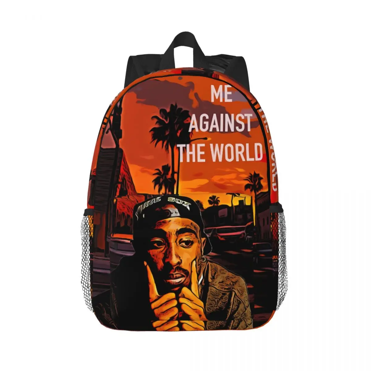 Custom Tupac 2pac Backpack Teenager Bookbag Students School Bag Travel Rucksack Shoulder Bag