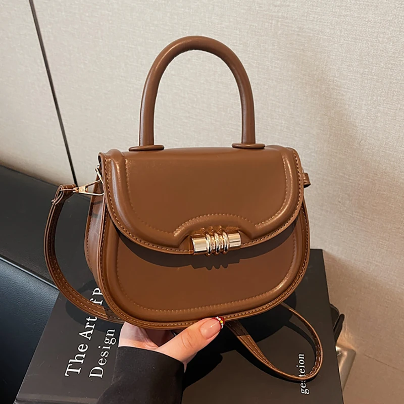 

New Women's Shoulder Bag Versatile Crossbody Bag Soft PU Material Saddle Bag Pure Color Small Handbag Neutral Minimalist Style