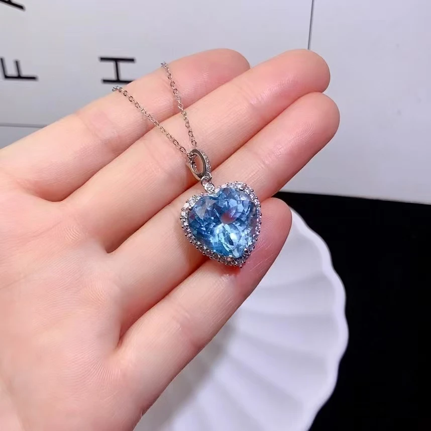 

Natural Topaz Pendant 15mm for Party Heart Cut VVS Grade Topaz Necklace Pendant Solid Silver Topaz Jewelry Gift for Women