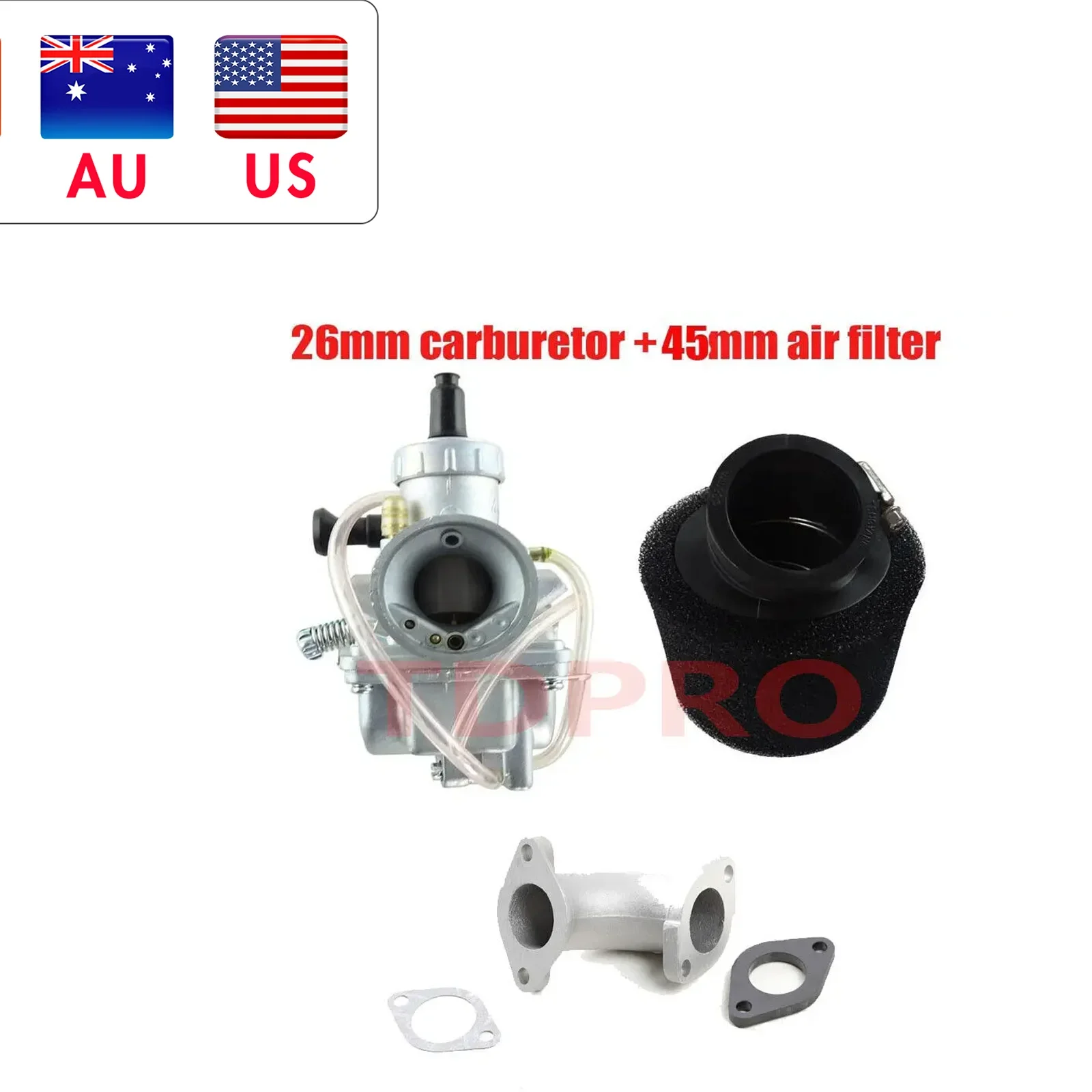 26mm Manifold Intake Inlet Pipe Carburetor Air Filter for YX 140cc 110cc 125cc Pit Bike ATV Quad Coolster Motocross Assembly