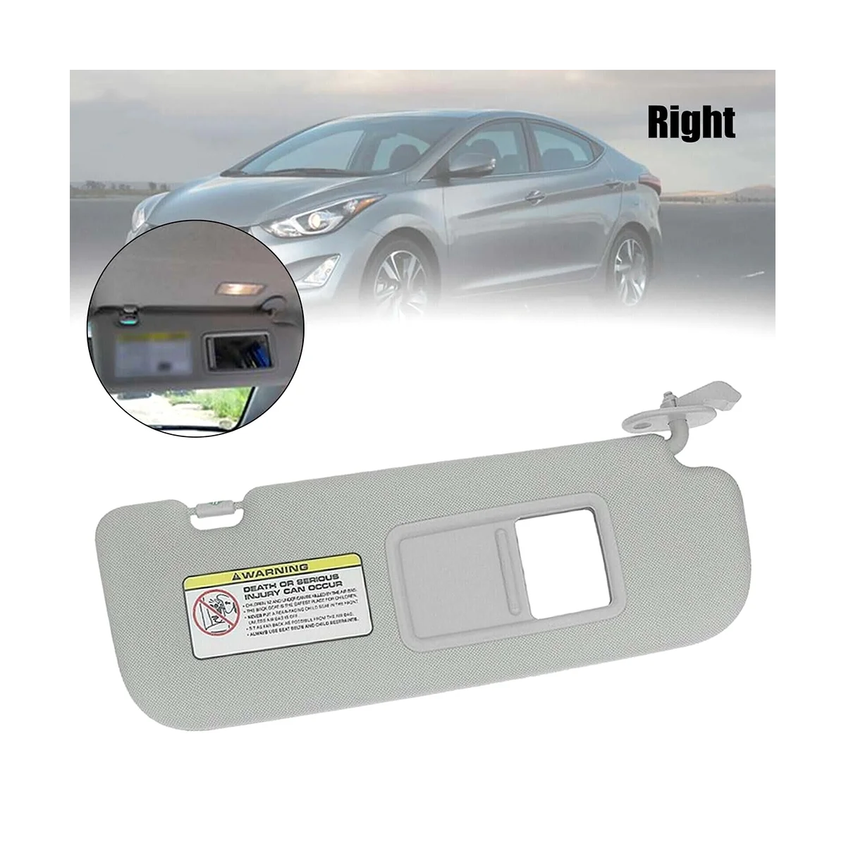 Car Sunshade Shield Right Side Sun Visor for Hyundai Elantra MD 2011-2015