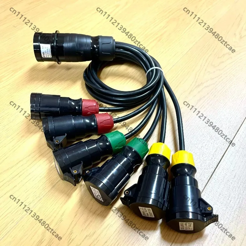 1 To 6 Stage Light Power Pigtail Cable, 32A 1 In 6 Out Splitter Wire, Beam Light Power Cord for Stage Lighting Equipment