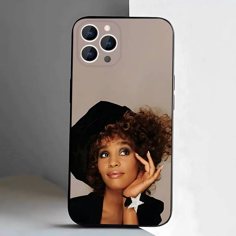حافظة هاتف W-Whitney H-Houston لهاتف iPhone 17,16,15,14,13,12,11,Pro,XS,Max,XR,Plus,E,SE4,غطاء ناعم أسود صغير