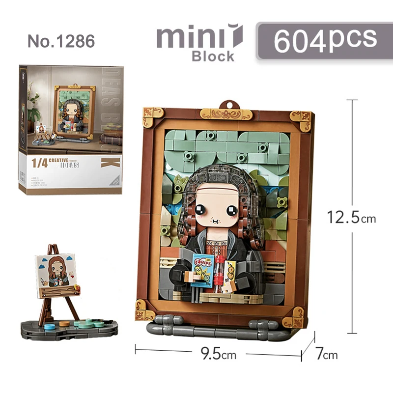 Wereldberoemde schilderij bouwstenen DIY 3D-model Mona Lisa meisje met pareloorbellen Model gemonteerd speelgoedcadeau Home Decor