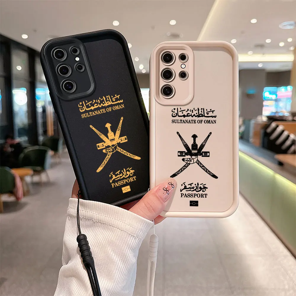 Oman Passport Phone Case for Huawei P20 P30 P40 P50 Mate 20 30 40 Pro Nova 7 9 10 SE Soft TPU Back Cover With Hand Strap