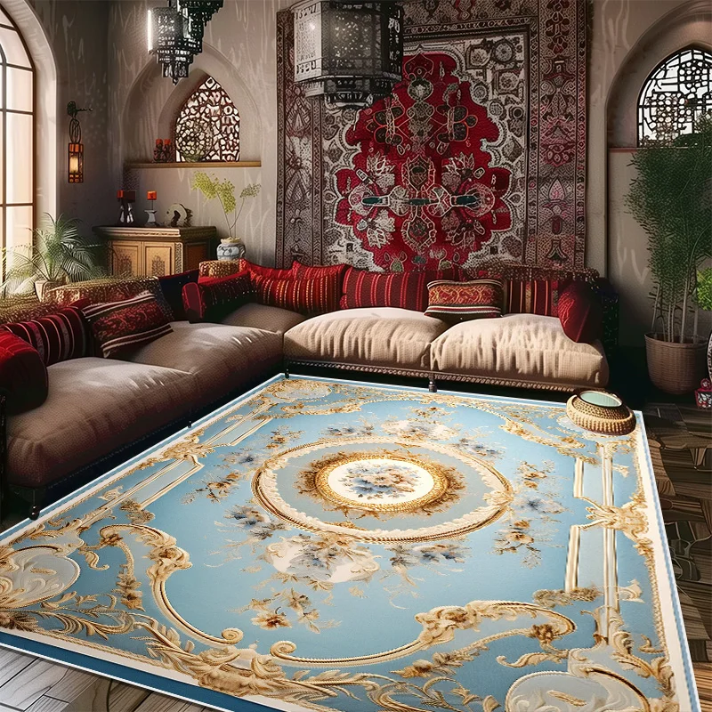 

European Style Large Size Household Carpets for Living Room Decorative Bedroom Rug Non-slip Sofa Coffee Table Floor Mat Washable