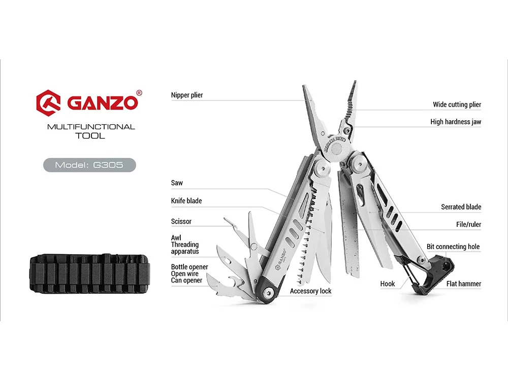 Ganzo G305 G305-B Multitools Diy Multi-tool Folding Knife Scissor Cutter EDC Survival Gear Manual Multifunctional Plier