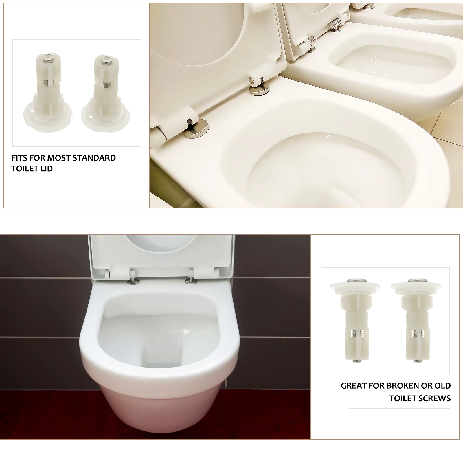 

2 Sets Toilet Lid Accessories Stainless Steel Nylon Mounting Hardware Universal Replacement Parts For Most Toilets Expanding