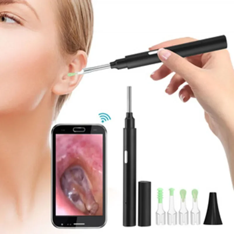 4.5mm Wireles WiFi Visual Ear Pick Otoscope Camera Borescope Luminous Ear Wax Removal Cleaning Teeth Oral Inspection Health Care