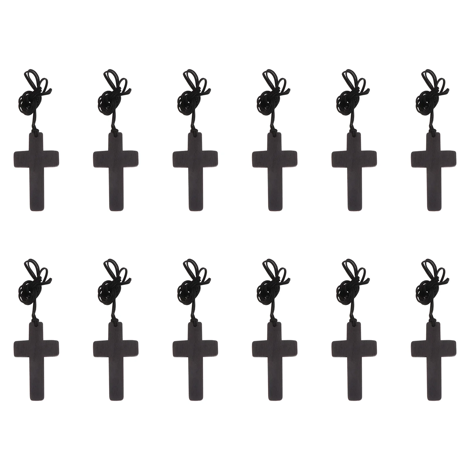

12 Pcs Cross Pendant Necklace Jewelry Making Jesus Charm Decor Wood Wooden Miss