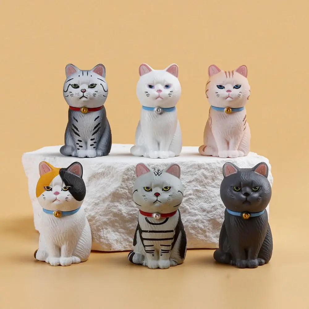 PVC Statue Simulated Cat Model Doll Small Bell Black Cat Sitting Cat Figure Toy Creative Cartoon Mini Cat Ornament