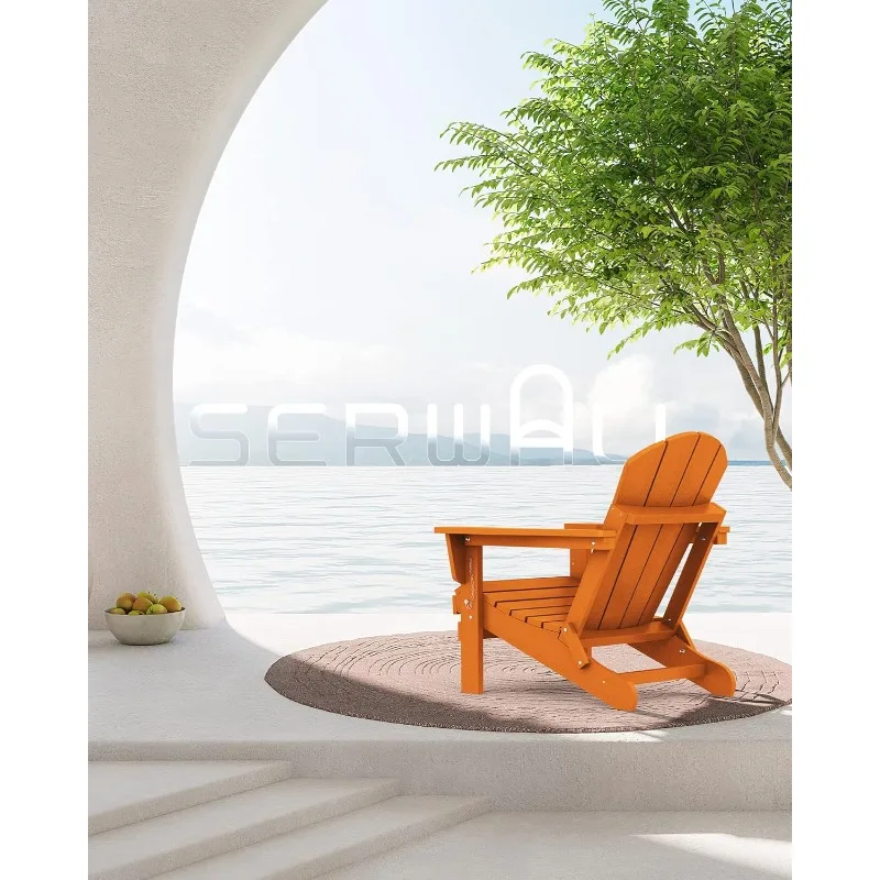 Folding Adirondack Chair for Patio Garden Outdoors Heavy All-Weather Fire Pit Chairs - Orange