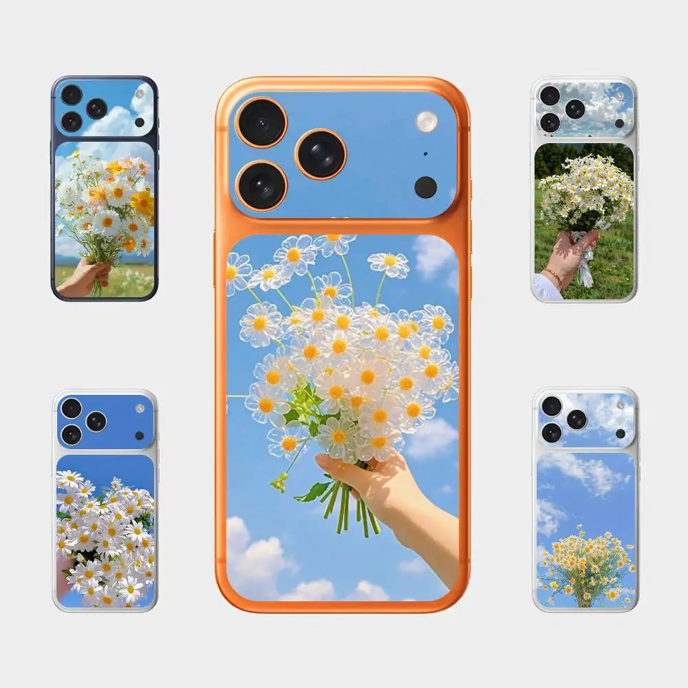 

Красивая наклейка-пленка с ромашками для Apple iPhone 17 Pro Max, полная защитная наклейка на заднюю панель, защитная пленка-стикер