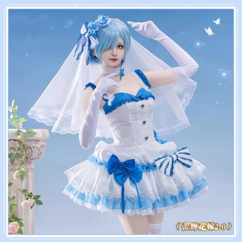 CosAn Anime Re:Zero Ram/Rem/Emilia Costumi Cosplay V2.0 Splendido ed elegante abito da sposa Halloween Party Giochi di ruolo Abbigliamento S-XL