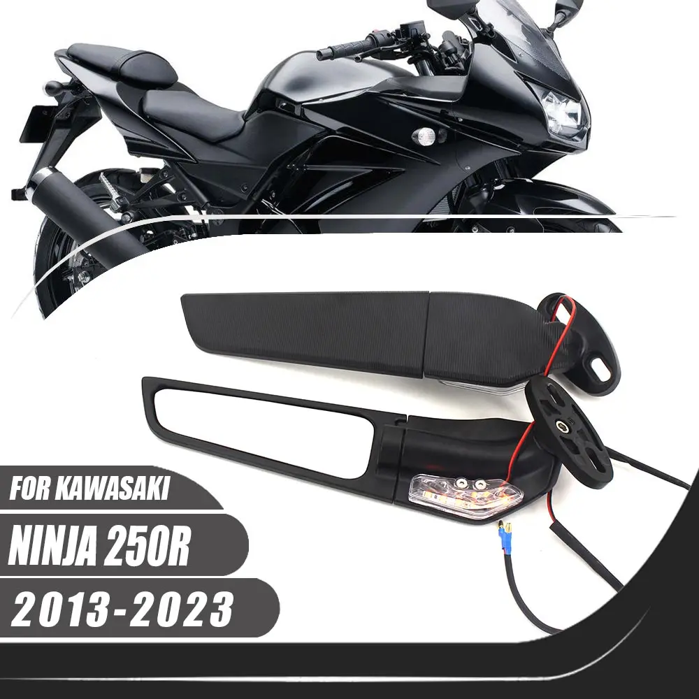 

For Kawasaki Ninja 250R 2013-2023 Motorcycle Aluminium Adjustable Rotate Sports Winglets Wing Stealth Mirrors