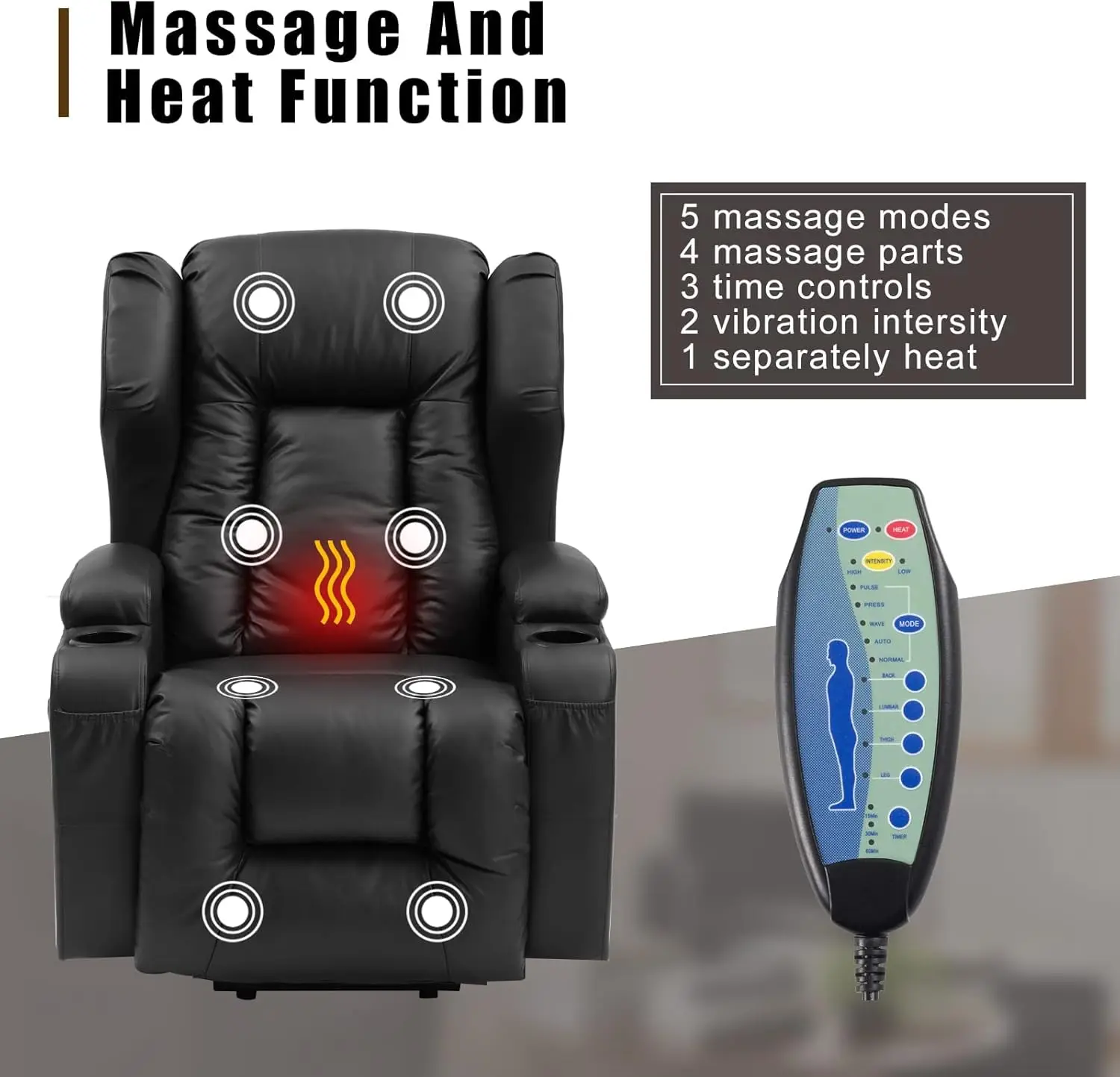 كرسي أريكة من الجلد الصناعي كرسي رفع كهربائي لكبار السن مع التدليك والحرارة #6