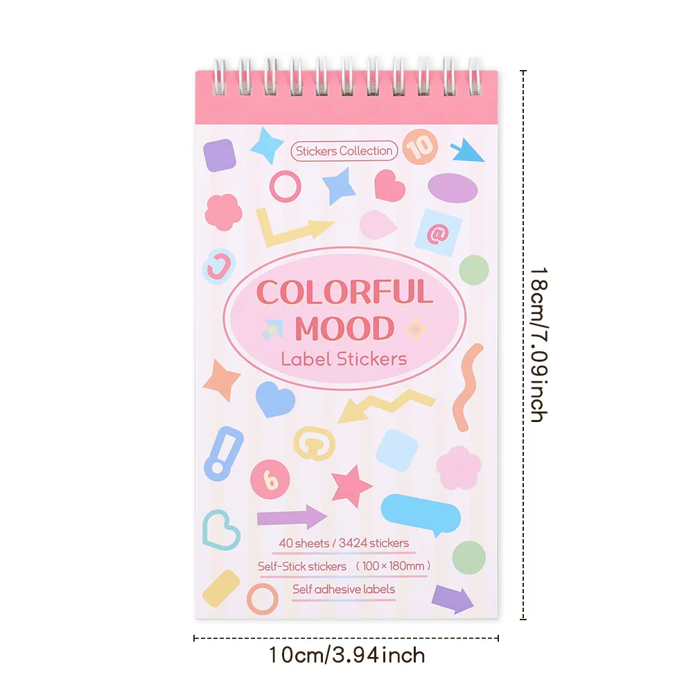40 sheets Colorful Paper Index Label Stickers 3424+ pcs Planning Stickers Diary Notes Marking Aesthetic Creative Stickers