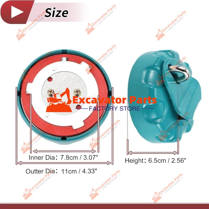 غطاء غاز قفل حفارة HEROFFIX لغطاء خزان الوقود KOBELCO مع مفتاحين فضي اللون أحمر أصفر أزرق #4