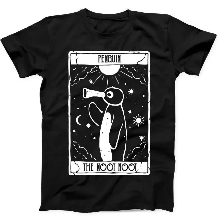 Noot Noot Tarot Card Penguin Rainbow Pingu Funny Gift Tee Black T Shirt
