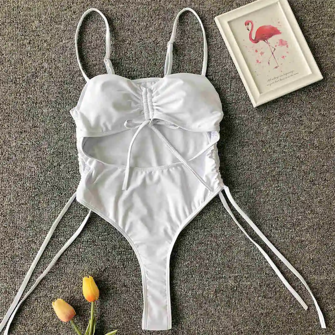 Sexy, mit Schnürung versehener, bauchfreier Monokini-Badeanzug, einteiliger Badeanzug für Damen, Badebekleidung, Damen-Badeanzug mit Leopardenmuster, String-Badehose, Badebekleidung, V1290. – Detail 33
