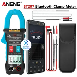 ANENG ST207 pinza amperimétrica Bluetooth-compatible profesional multimetro tester digital multimeter profesional 6000 Contar amperimetro de gancho tester comprobador de corriente abrazaderas ac dc medidor clamp meter