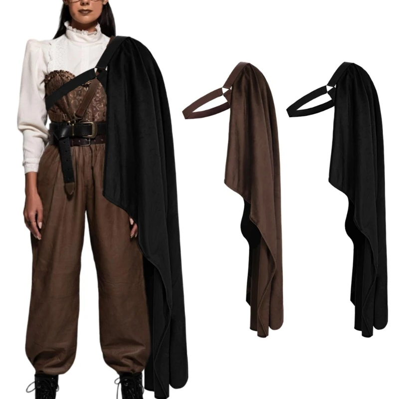 

Medieval Shawl Medieval Men Half Shoulder Cape, Halloween Medieval Half Shoulder Cloak With Adjustable Buckle Belt