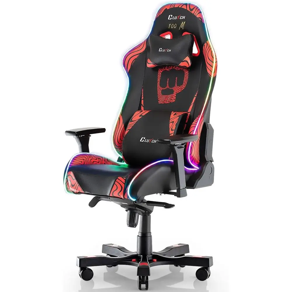 Ergonomic Gaming and Office Chair with LED, Lumbar Support, and Computer Desk - Black Throttle Series