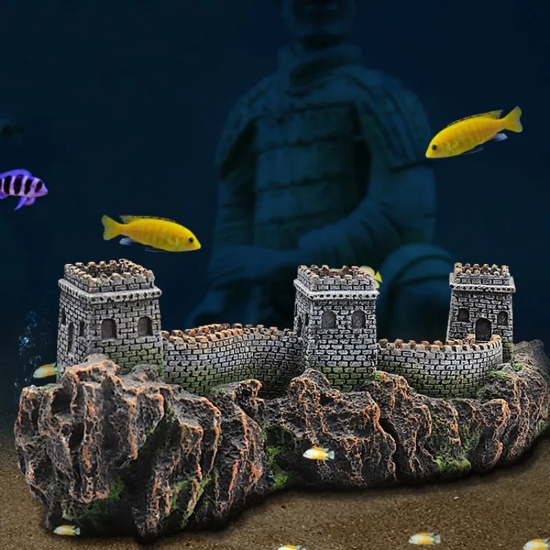 

Fish Tank Landscaping Decoration Simulation Great Wall Model Ancient Building Resin Ornaments Aquarium