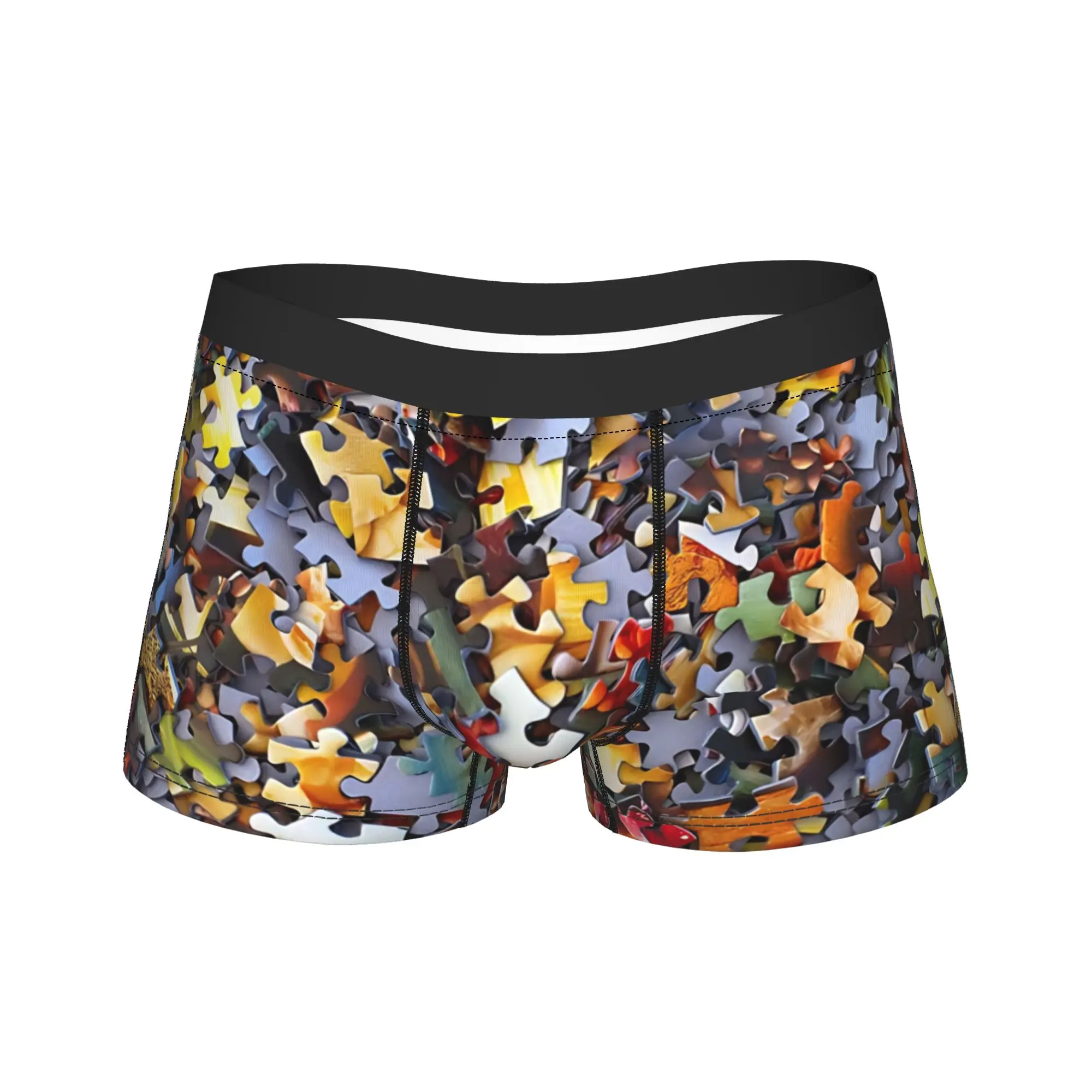 

Многоцветные трусы-шорты с принтом-пазлом, мягкие, модные, для мужчин, идея для подарка