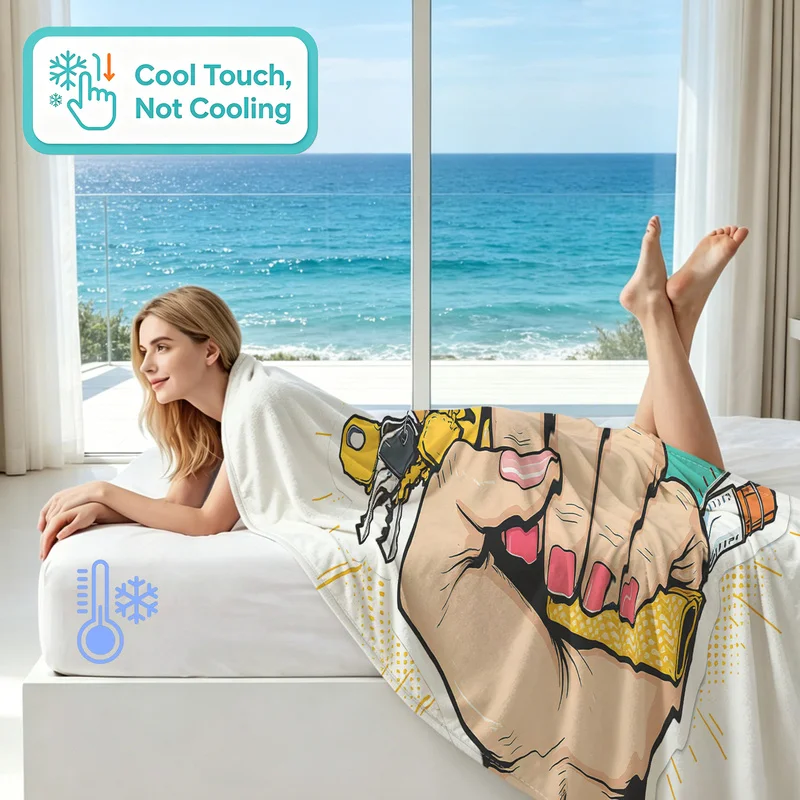 Urban Carry Essentials Cooling Blanket Summer Hand Holding Print Air Condition Blanket Cozy Sofa Bed Cool Blanket Girl Grip Gift