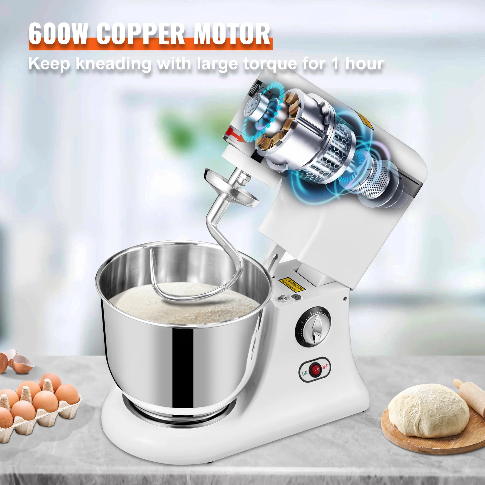 Vevor Ganzmetall-Stand mixer 600w elektrischer Teig mischer mit 11 Geschwindigkeiten Kippkopf-Mixer mit 7,4 qt Edelstahls chale