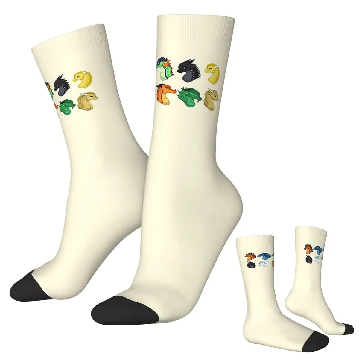 

Носки с крыльями огня и драконами в стиле Харадзюку, впитывающие пот чулки, всесезонные длинные носки, аксессуары, подарок на день рождения унисекс