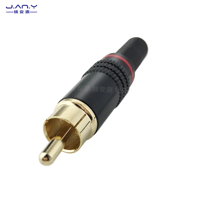 Copper Gold plated RCA Lotus Plug Audio and video coaxial signal connector self-tightening AV plum male diy welded wire type